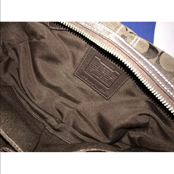 Coach Signature Canvas Leather Hobo Bag Brown - Picture 5 of 8